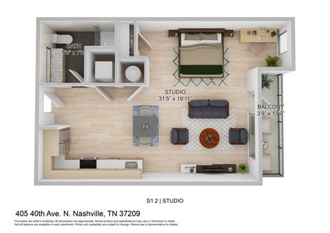 a 1 bedroom floor plan